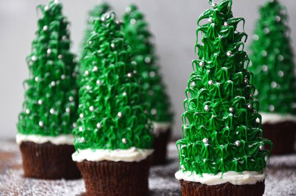 Cupcakes de árbol de navidad
