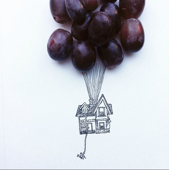 Ilustraciones con alimentos, de Kristián Mensa